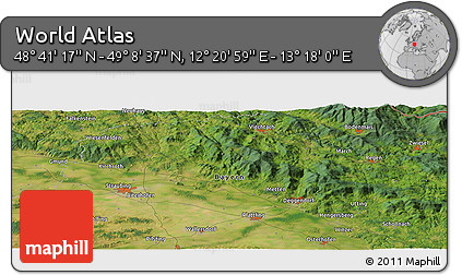 Satellite Panoramic Map of the Area around 48° 54' 57" N, 12° 49' 29" E