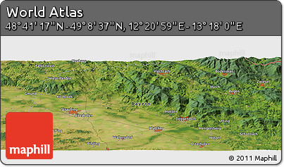 Satellite Panoramic Map of the Area around 48° 54' 57" N, 12° 49' 29" E