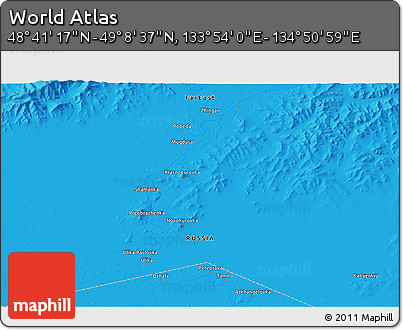 Political 3D Map of the Area around 48° 54' 57" N, 134° 22' 30" E