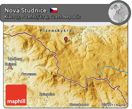 Physical 3D Map of Nová Studnice