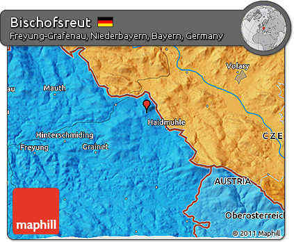 Political 3D Map of Bischofsreut