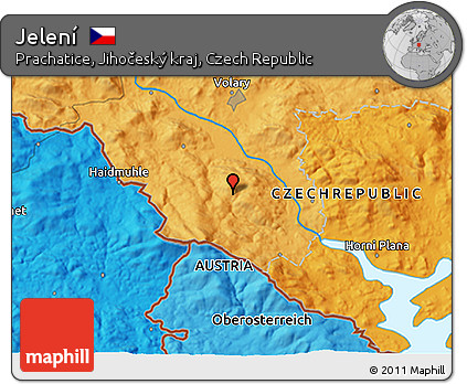 Political 3D Map of Jelení