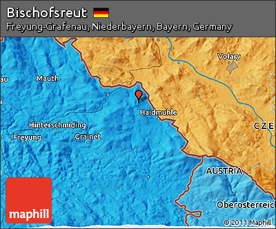 Political 3D Map of Bischofsreut