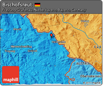 Political 3D Map of Bischofsreut