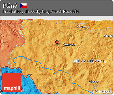 Political 3D Map of Pláně