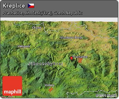 Satellite 3D Map of Křeplice