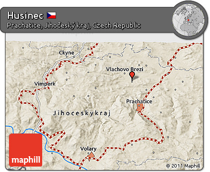 Shaded Relief 3D Map of Husinec