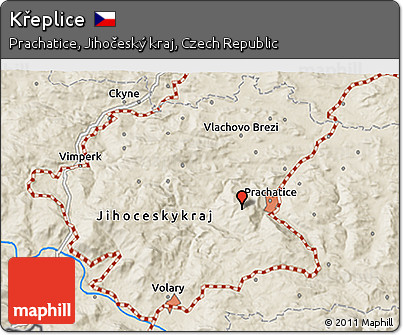Shaded Relief 3D Map of Křeplice
