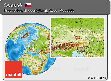 Physical Location Map of Ovesné