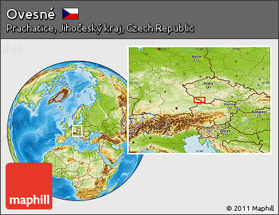 Physical Location Map of Ovesné