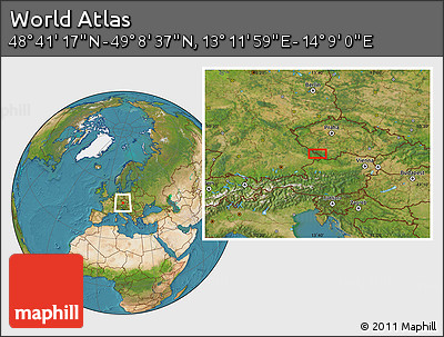 Satellite Location Map of the Area around 48° 54' 57" N, 13° 40' 30" E