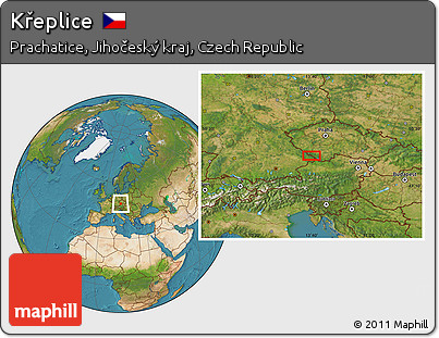 Satellite Location Map of Křeplice