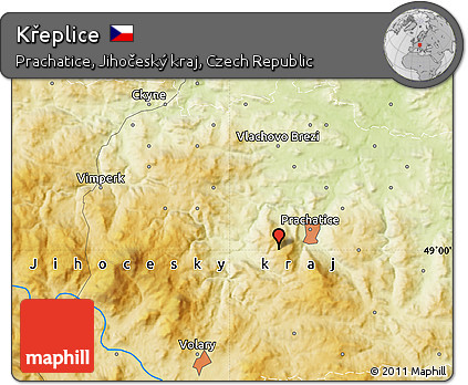 Physical Map of Křeplice