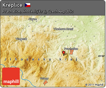 Physical Map of Křeplice