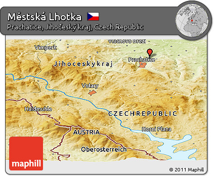 Physical Panoramic Map of Městská Lhotka
