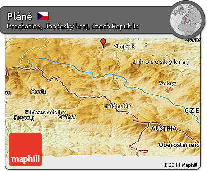 Physical Panoramic Map of Pláně