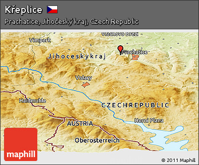 Physical Panoramic Map of Křeplice