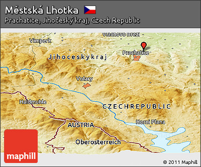 Physical Panoramic Map of Městská Lhotka