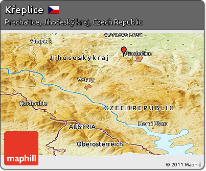 Physical Panoramic Map of Křeplice