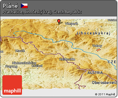 Physical Panoramic Map of Pláně