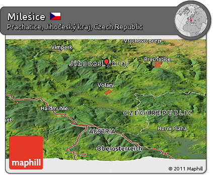 Satellite Panoramic Map of Milešice