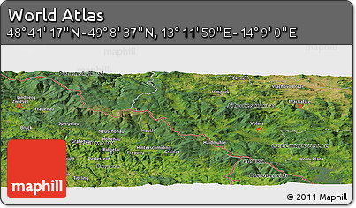 Satellite Panoramic Map of the Area around 48° 54' 57" N, 13° 40' 30" E
