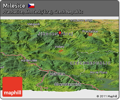 Satellite Panoramic Map of Milešice