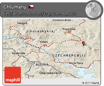 Shaded Relief Panoramic Map of Chlumany