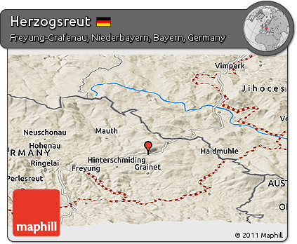 Shaded Relief Panoramic Map of Herzogsreut