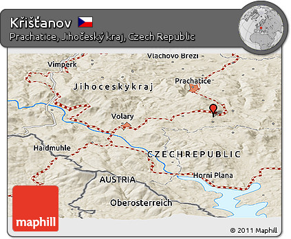 Shaded Relief Panoramic Map of Křišťanov