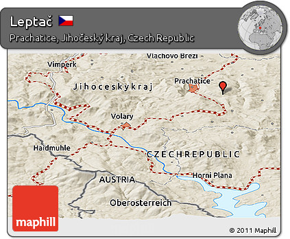 Shaded Relief Panoramic Map of Leptač