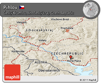 Shaded Relief Panoramic Map of Pihlov