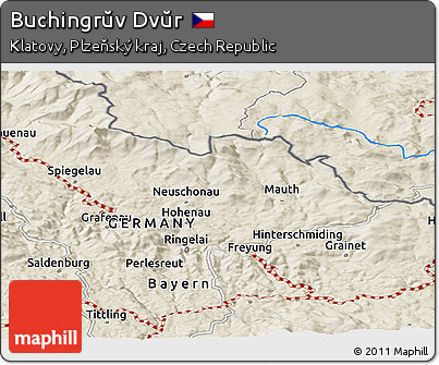 Shaded Relief Panoramic Map of Buchingrŭv Dvŭr