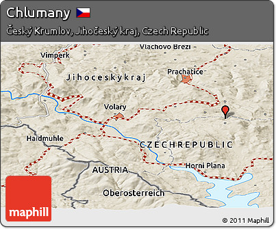 Shaded Relief Panoramic Map of Chlumany