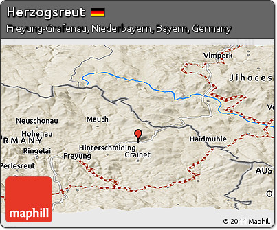 Shaded Relief Panoramic Map of Herzogsreut