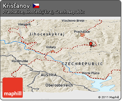 Shaded Relief Panoramic Map of Křišťanov