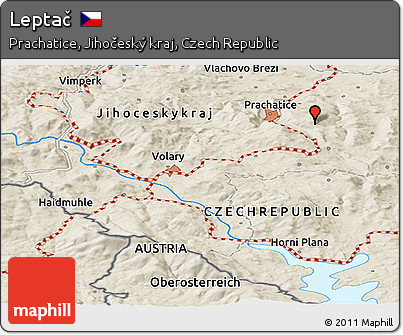 Shaded Relief Panoramic Map of Leptač