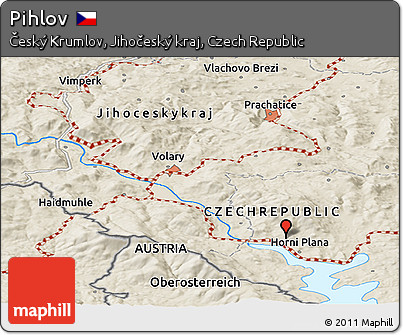 Shaded Relief Panoramic Map of Pihlov