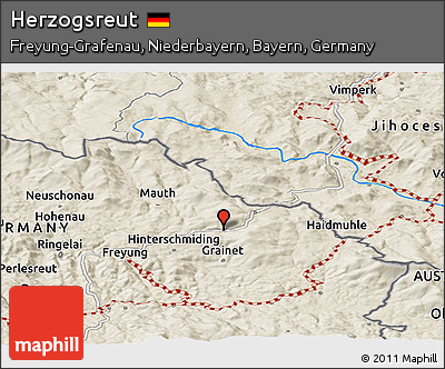 Shaded Relief Panoramic Map of Herzogsreut