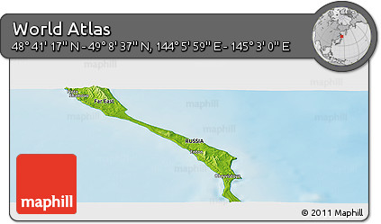 Physical Panoramic Map of the Area around 48° 54' 57" N, 144° 34' 29" E