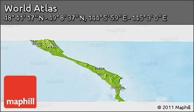 Physical Panoramic Map of the Area around 48° 54' 57" N, 144° 34' 29" E