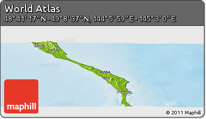 Physical Panoramic Map of the Area around 48° 54' 57" N, 144° 34' 29" E