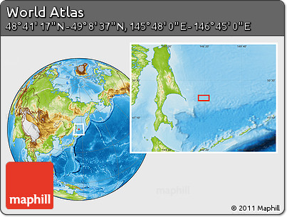 Physical Location Map of the Area around 48° 54' 57" N, 146° 16' 30" E