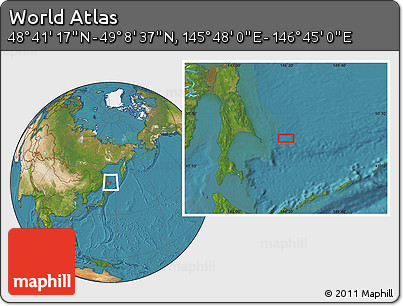 Satellite Location Map of the Area around 48° 54' 57" N, 146° 16' 30" E