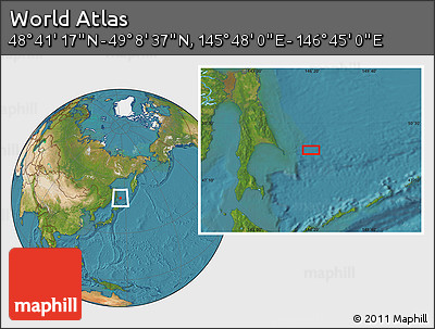 Satellite Location Map of the Area around 48° 54' 57" N, 146° 16' 30" E