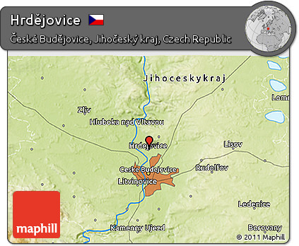 Physical 3D Map of Hrdějovice
