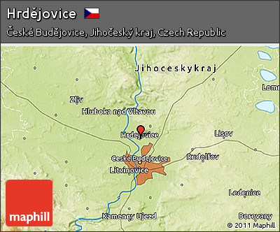Physical 3D Map of Hrdějovice