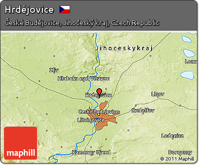 Physical 3D Map of Hrdějovice