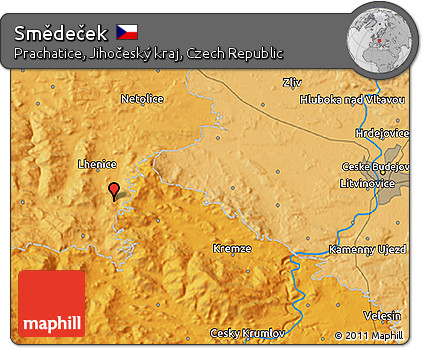 Political 3D Map of Smědeček