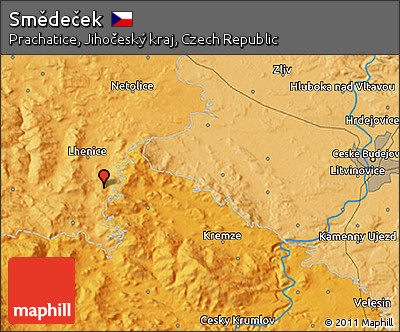 Political 3D Map of Smědeček